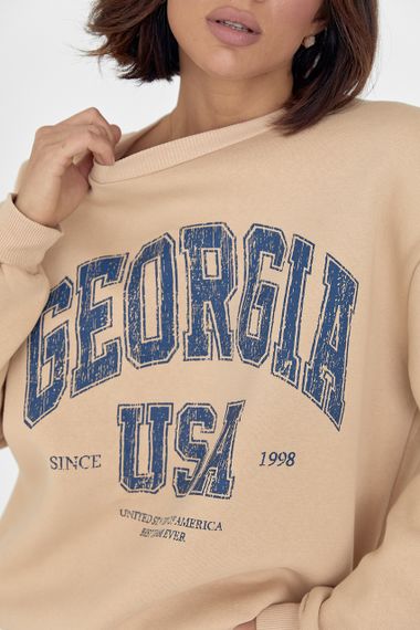 Женский свитшот оверсайз с надписью Georgia USA кофейный цвет S | Зображення 3