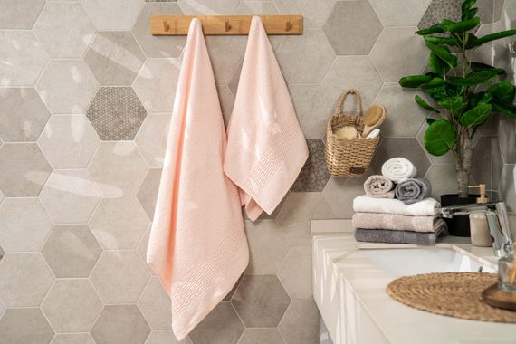 Набір рушників махрових Ardesto Lotus, 50х90см, 70х140см, 2шт, 100% бавовна, пудровий (ART2357PW) | Зображення 1