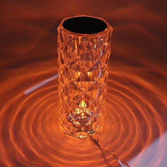 Настільна RGB лампа з пультом та USB-зарядкою, Crystal Rose Ambience / Сенсорний світлодіодний нічник на акумуляторі | Зображення 9