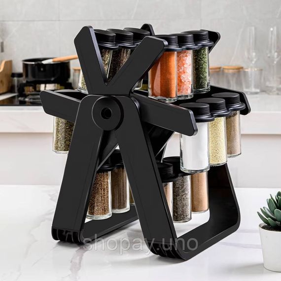 Карусель для специй 360° Spice Rack на 18 баночек · Кухонный органайзер – спецовница на вращающейся подставке