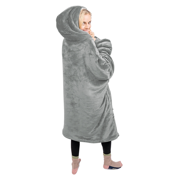Толстовка - плед з капюшоном HUGGLE HOODIE BLANKET, плед з рукавами (Сірий) | Зображення 4