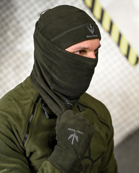 Флісовий комплект 3в1 шапка баф рукавички тактичний зимовий набір для військових теплий одяг для зими | Зображення 1