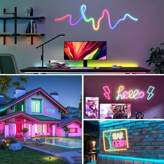 Неоновая LED RGB лента 5 м с чешуйчатым покрытием и управлением через приложение, пульт | Зображення 8