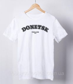 Футболка жіноча із патріотичним принтом "Donetsk Ukraine 1779" біла