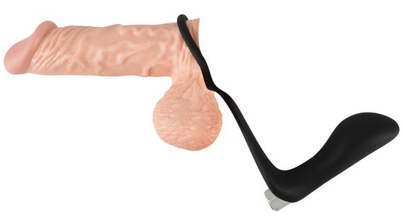Вібростимулятор простати з ерекційним кільцем Black Velvets Vibrating Ring & Plug, чорний | Зображення 2