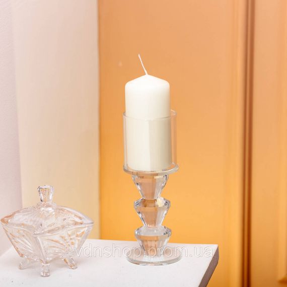 Подсвечник стеклянный 6×16.5 см на одну свечу подсвечник бокал на ножке декоративный прозрачный HP-4-29L | Зображення 2