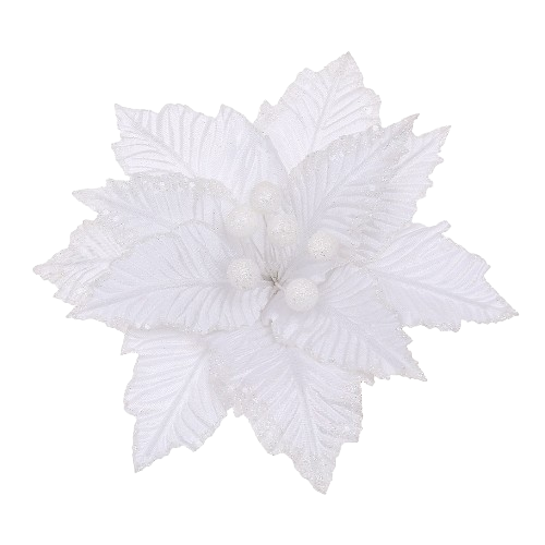 Декоративна квітка Пуансетія 27см, колір - білий