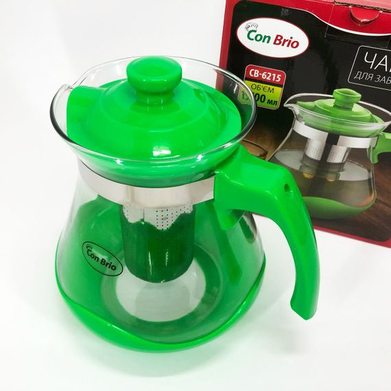 Чайник заварювальний Con Brio Green CB-6215 1,5 л, Чайник самовар скляний. Колір: зелений | Зображення 9