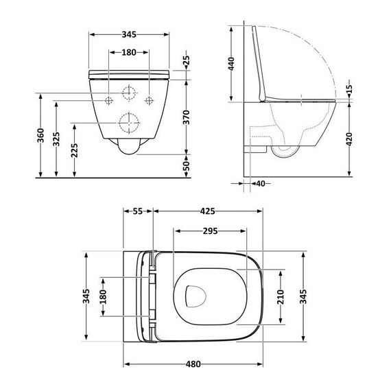 Унітаз підвісний Qtap Tern New Ultra Quiet безобідковий з сидінням Soft-close MATT BLACK QT17332303ASMB | Зображення 1