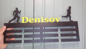 Медальниця біг, легка атлетика іменна з поличкою, дерев'яна, тримач для медалей, медальниці