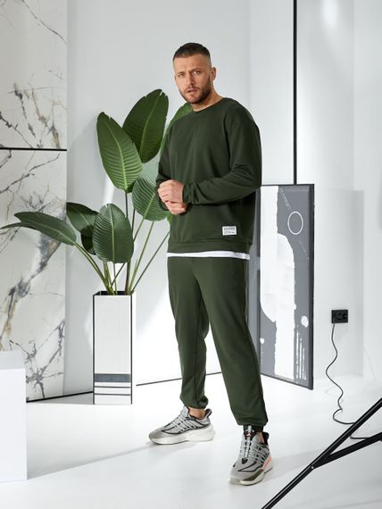 Мужской спортивный костюм свободный с эффектом 2 в 1, LI2015 цвет хаки, размер 48/52 | Зображення 3