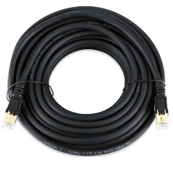 Патч-корд литой VEGGIEG,CCA,SSTP,RJ45,Cat.8.15m,черный