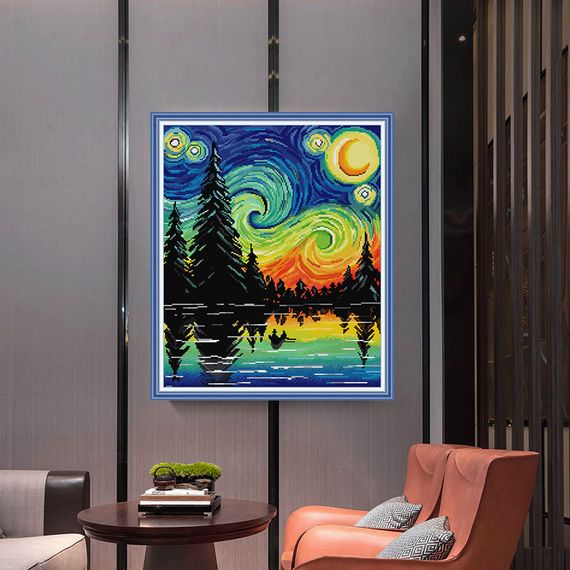 Набор для вышивания по нанесённой на канву схеме "Starry Sky". AIDA 14CT printed 41*47 см | Зображення 9