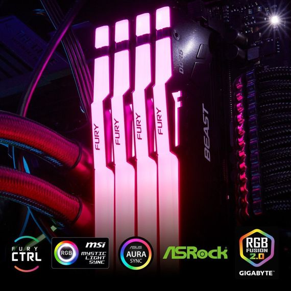 Модуль пам'яті для комп'ютера DDR5 16GB (2x8GB) 5200 MHz Beast RGB Kingston Fury (ex.HyperX) (KF552C36BBEAK2-16) | Зображення 5