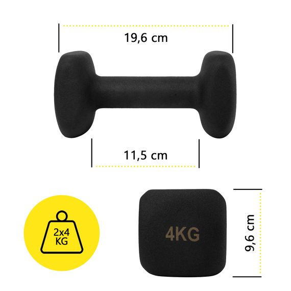 Гантелі вінілові Cornix Square 2 x 4 кг XR-0409 Black | Зображення 6