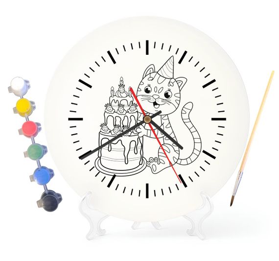 Дитячий набір для творчості годинник розмальовка Котик 30 см (Г0159)