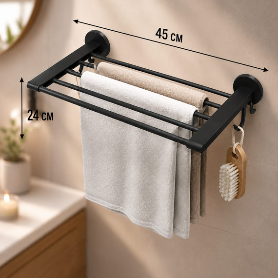 Держатель для полотенец в ванную / Настенная вешалка для полотенец в ванную / Полотенцедержатель для полотенец | Зображення 3