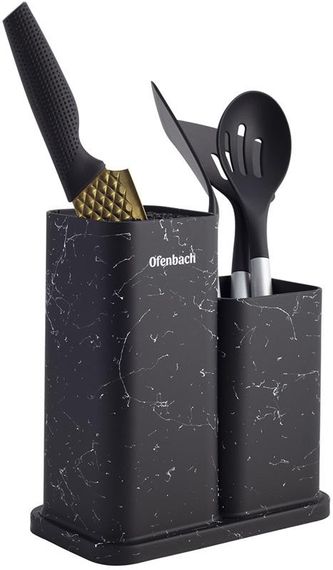Підставка-колода Ofenbach Black Marble для кухонних ножів і ножиць 21.5х13х23см подвійна | Зображення 1