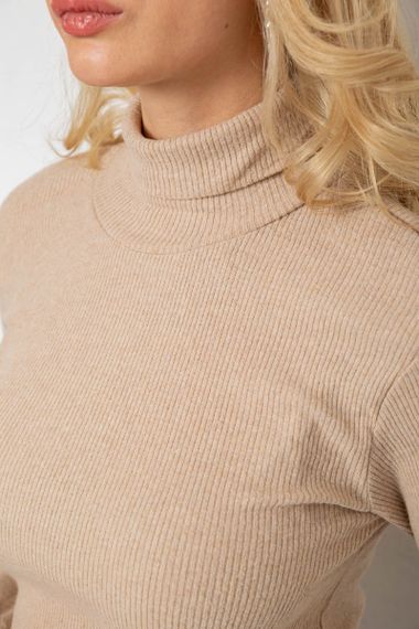 Гольф жіночий в рубчик, колір бежевий, 238R505 | Зображення 4