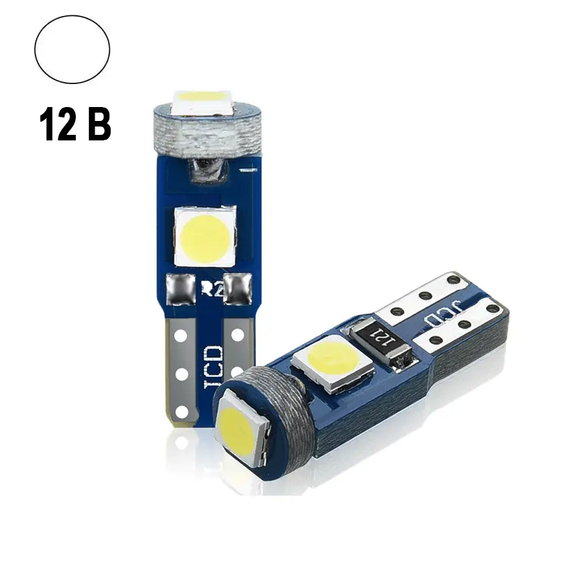 Автолампа світлодіодна T5 W2x4.6d, 3030 х 3 smd, біла, 12 В | Зображення 1