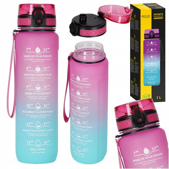Пляшка для води спортивна 4FIZJO 1000 мл 4FJ0630 Pink/Sky Blue (P-5905973400770)