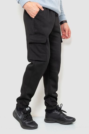 Спорт штани чоловічі карго на флісі, колір чорний, 241R0651 | Зображення 2