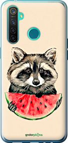 Чохол на Realme 5 Pro Єнотик з кавуном "4605u-1861-2448"