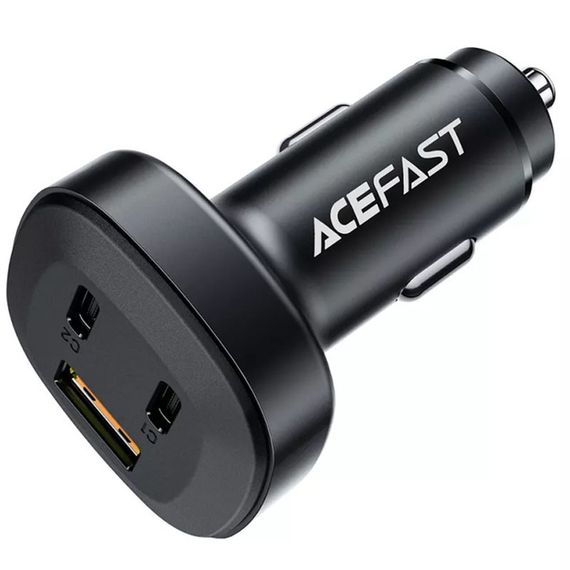 АЗП Acefast B3 three-port metal car charger 66W (1USB-A/2C) Black | Зображення 2