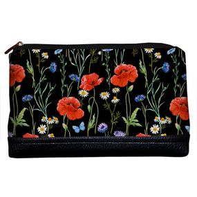Косметичка дорожня жіноча Lovely Маки и васильки на черном фоне 26x15x8 см (KK_22U001_BL)