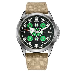 Годинник A2warder Embroidery Silver-Green Khaki Battery 10ATM