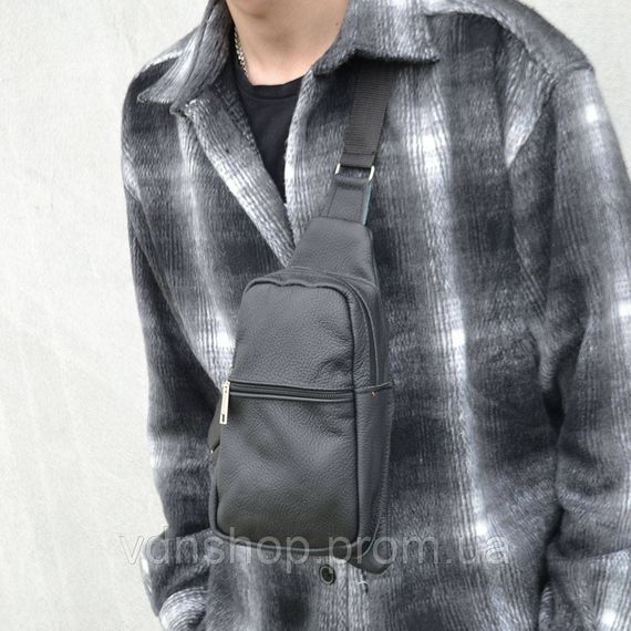 Сумка шкіряна чоловіча крос-боді, Чоловіча міська сумка крос-боді гладка JZ-79 | Зображення 8