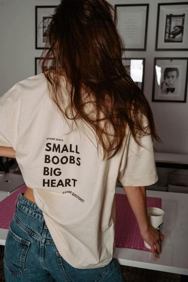 Футболка жіноча з принтом повсякденна L Бежевий