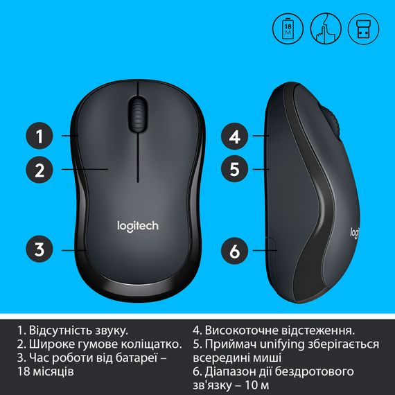 Мишка Logitech M220 Silent Grey (910-004878) | Зображення 5