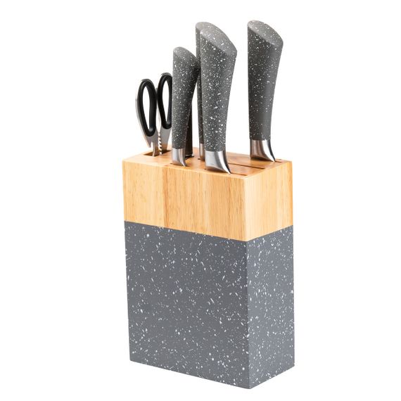 Набор кухонных ножей с ножницами и мусатом для кухни 5 штук 33.5/30/31/24.5/21.5 см серый HP27479C | Зображення 4