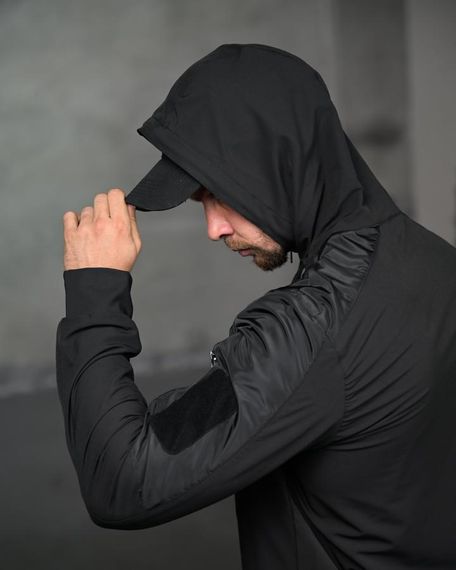 Чоловіча тактична вітровка еластична куртка для активного відпочинку демісезонна куртка з капюшоном | Зображення 6