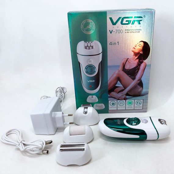 Епілятор VGR V-700 Жіночий бездротовий з підсвіткою для ніг та зони бікіні, пемза, електробритва для ніг | Зображення 1