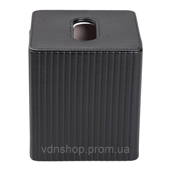 Серветниця з екошкіри квадратна 13х13х14.5 см органайзер для серветок на стіл, Чорний HP-3-201B | Зображення 1