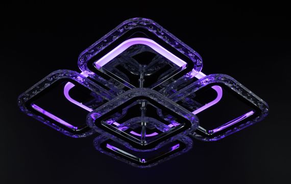 Люстра світлодіодна стельова LED світильник для квартири на стелю лед з пультом 26527 Хром 10х38х38 см. | Зображення 6