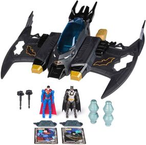 Бэтсамолет с фигурками Бэтмена и Супермена Оригинал DC Comics Metal Force Transforming Batwing 2-in-1