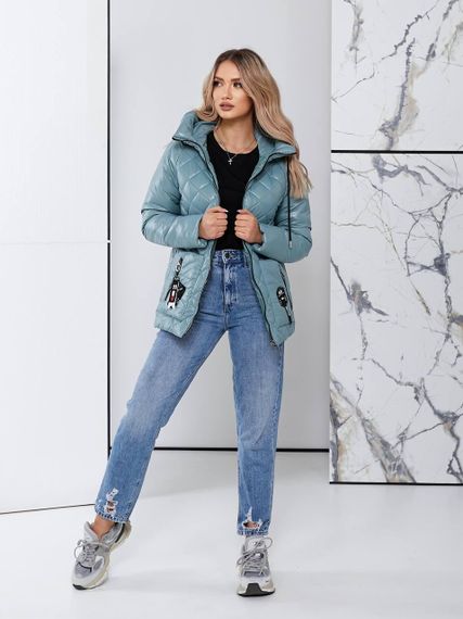 Жіноча стьобана куртка з блиском, арт.504, світло зелений | Зображення 7