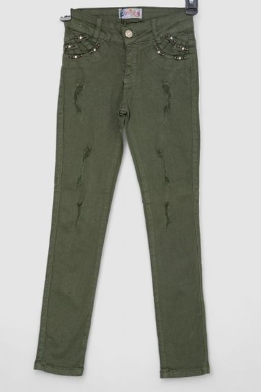Джинсы для девочек, цвет хаки, 247R10043