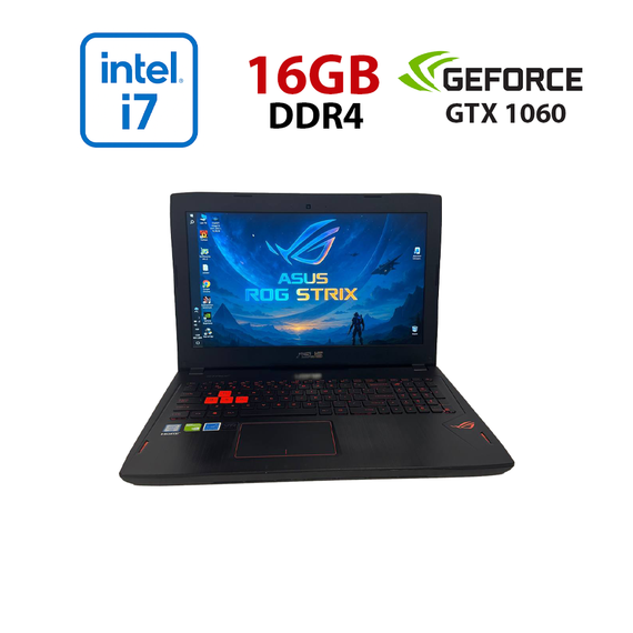 Игровой ноутбук Б-класс Asus ROG Strix GL502VM / 15.6" (1920x1080) IPS / Intel Core i7-7700HQ (4 (8) ядра по 2.8 - 3.8 GHz) / 16 GB DDR4 / 256 GB SSD / nVidia GeForce GTX 1060, 3 GB GDDR5, 192-bit / WebCam б/у