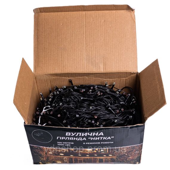 Новорічна гірлянда вулична 100 м 1000 LED із сонячною батареєю 8 режимів роботи чорний провід Синій SB1000L100MBBL | Зображення 5