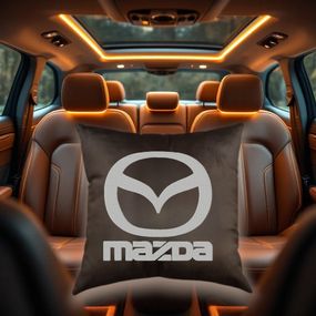 Авто Подушка з вишивкою логотипу марки мазда Mazda коричневий автомобілісту 00186