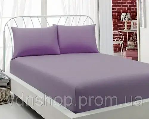 Сиреневая Простынь махровая на резинке с наволочками Anisa  (220х240+30 см)