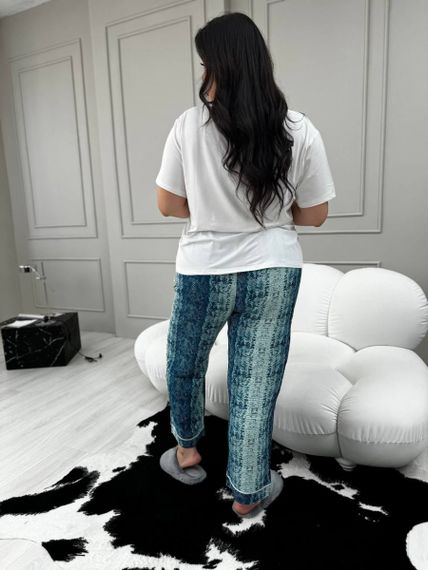 Жіноча піжама костюм для дому з футболкою та штанами  PLUS SIZE | Зображення 4