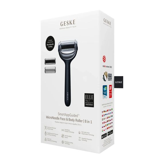 Електронний ролер для обличчя та тіла з мікроголками GESKE MicroNeedle Face&Body Roller 8в1 gray, Чорний | Зображення 7