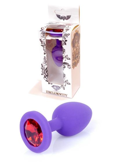 Анальна пробка - Jewellery Silicone Purple Plug S Red sexstyle