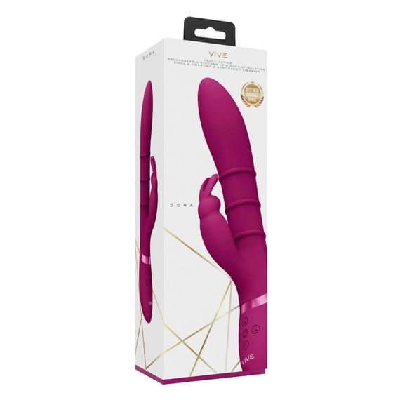 Вібратор-кролик Sora Vive рожевий для точок G, U та клітора з багаторежимною вібрацією і пультом | Зображення 7