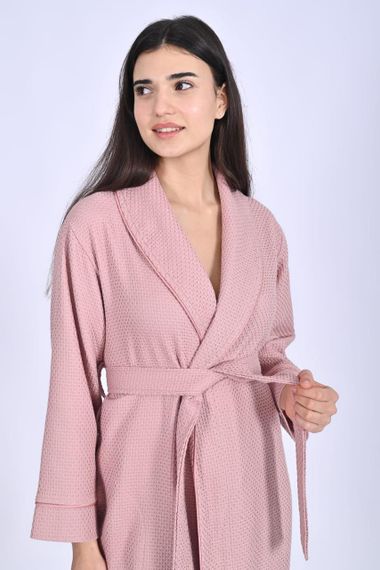 Жіночий вафельний халат Nusa 4271 пудровий L/XL | Зображення 6